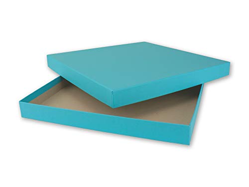 NEUSER PAPIER 1 scatola regalo quadrata di colore turchese (blu) – 24 x 24 x 2,3 cm – scatola con coperchio – ideale come scatola fotografica e confezione regalo