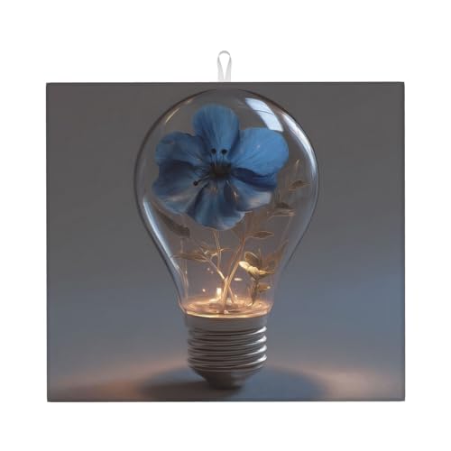 Alfombrilla de secado para cocina, diseño de flores azules en el patrón de bombilla, ultra absorbente, reversible y elegante alfombrilla de encimera de cocina HHGFASD