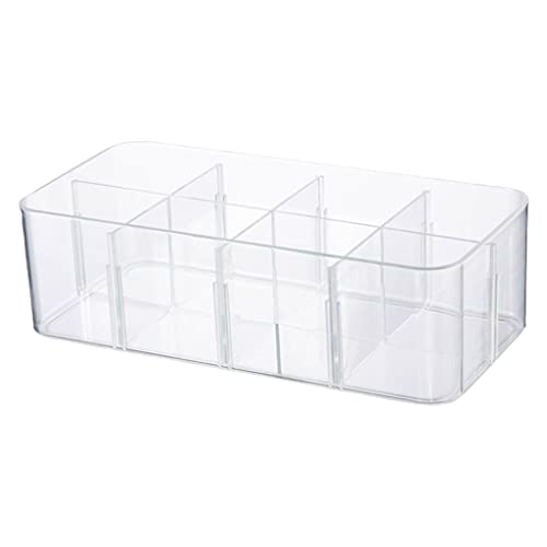 PLCPDM Transparent Acrylic Underwear Drawer Organizer Box 4/8 Grids Compartment Divided Closet Storage Bin Stackable Shelf for Socks Bras Ties Acrylic Underwear Drawer Organizer