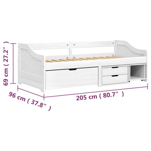 Lauuoeriau Furniture Item Home Tagesbett mit 3 Schubladen ohne Matratze IRUN Weiß 90x200 cm Möbel – Bild 3