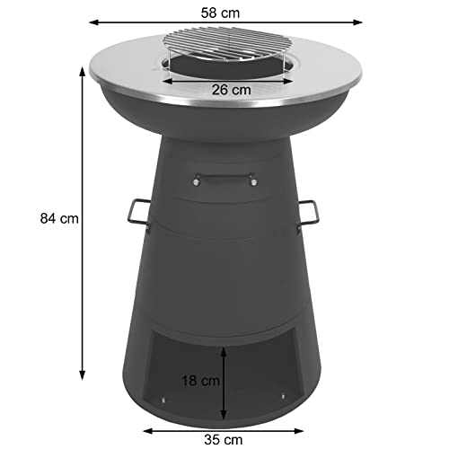 Mendler Feuerschale mit Grill HWC-K96, Feuerstelle Feuerkorb BBQ, Grillrost Grillplatte, Stahl Edelstahl Ø 58cm schwarz – Bild 4