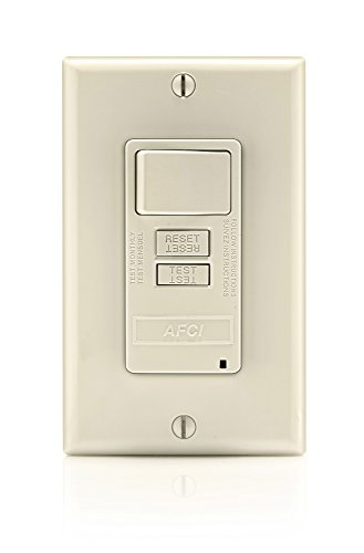 Image of Leviton AFCI /Switch Combination, 15 Amp, Self Test, LED Indicator Light, AFSW1-T, Light Almond