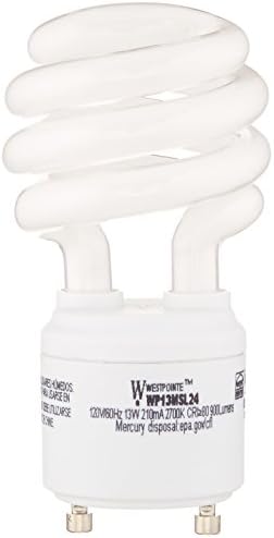 Westpointe CF13SW1B24 13-Watt Mini Compact Fluorescent Light Bulb GU24 Base Twist and Lock, Soft White