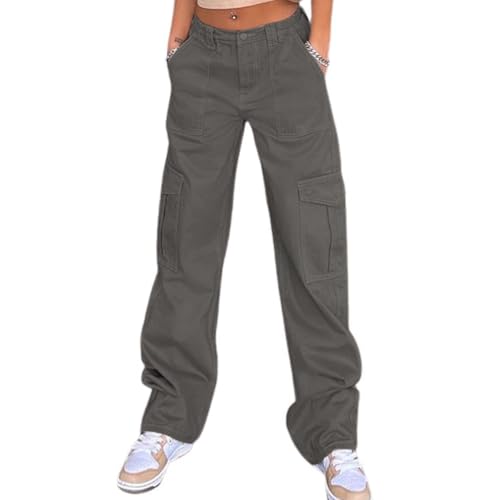 High Waisted Cargo Pants for Women Casual Wide Leg Trousers 2025 Baggy Stretch Y2k Cargo Jeans with 6 Pockets