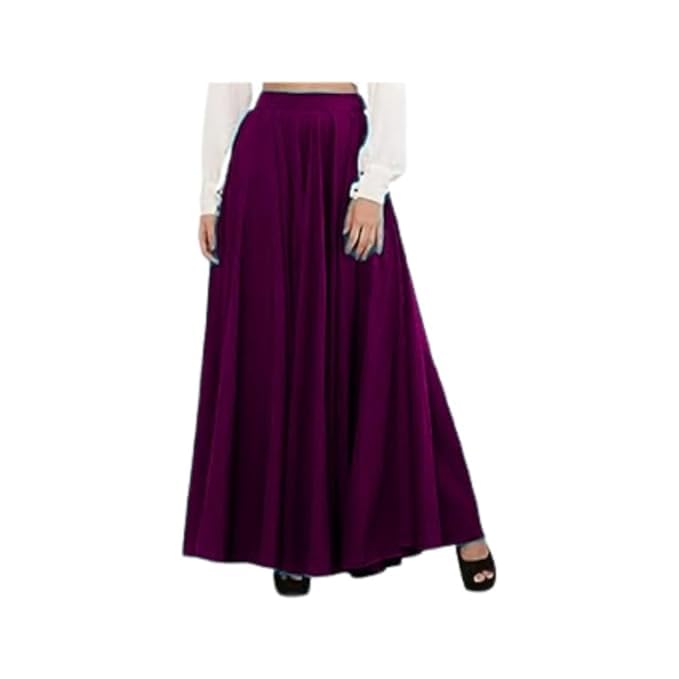 Image of JYESHTA Women's American Crepe Flared A Line Stitched Long Skirt with 12 Mtr Flare 40 in Height | Skirts for Women Long Length | Long Skirts for Girls