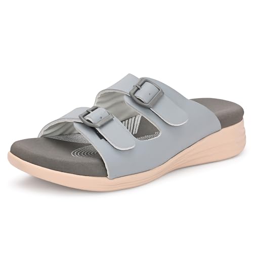Image of Centrino Women's Sandals |Stylish Slip-On Sandals for Ladies| Elegant & Trendy Design|Double Buckle Adjustable Straps Slide Footwear|Light Weight and Comfortable|Flip Flops for Ladies (9323)