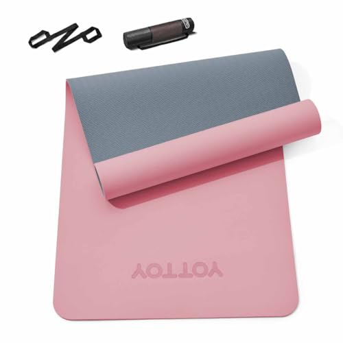 Image of Yoga Mat,Non-Slip TPE Exercise Mat(1 /4 Inch) for Pilates, Fitness & Barefoot Workouts, Home Gym Studio with Strap & Bag