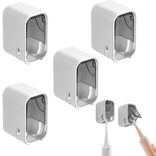 Image of Signamio 4 Pcs Set of Tooth Brush Holder Bathroom, Self Adhesive Toothbrush Holder Wall Mount, Bathroom Organizer & Brush Holder for Bathroom, Toothbrush Holders for Bathroom Wall, Toothbrush Stand