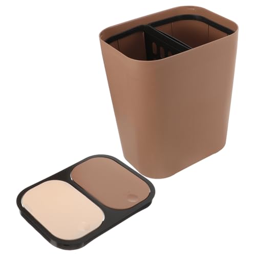 Poubelle tri sélectif avec couvercle bouton-poussoir pour déchets sec et humide