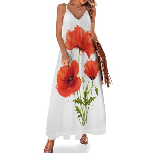 Robe longue d'été pour femme motif basket-ball col en V et bretelles spaghetti de plage