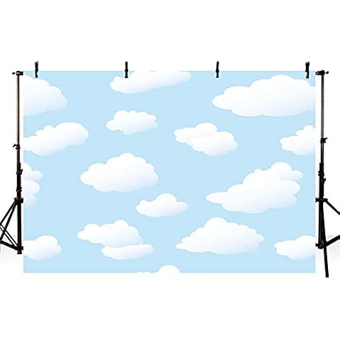MEHOFOTO 7x5ft Blue Sky and White Cloud Photo Studio Backdrop Props Kids Birthday Party Decorations Boy Baby Shower Photography Background Banner for Cake Table Supplies Cover