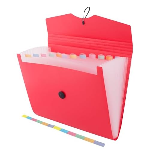 D.RECT 5580 Carpeta de archivos extensible A4 | Acordeón Carpeta Clasificadora de documentos con 12 Compartimentos | Carpeta de Acordeon | color rojo