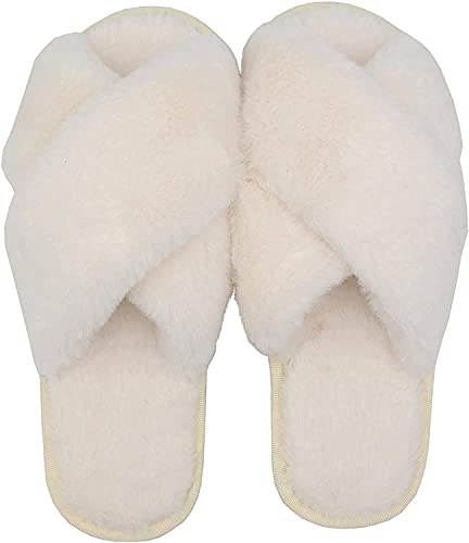 Damen Hausschuhe mit Kreuzgürtel, weicher Plüsch, kuscheliges Fell,...