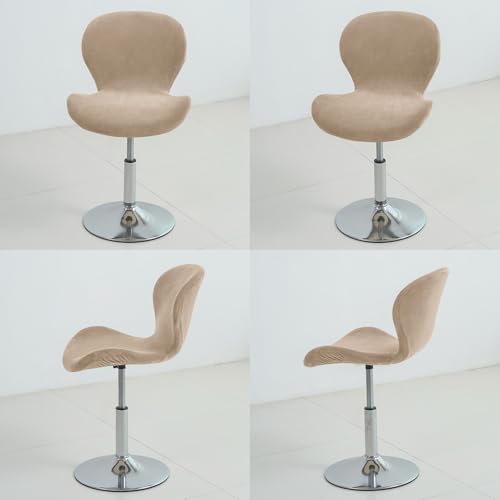 Image of Gollense Bar Stool Covers with Backs, Set of 4 Stretch Jacquard Barstool Seat Covers, Washable Swivel Pub Counter Height Chair Slipcover Protector for Home Kitchen Cafe (Velvet-Camel)