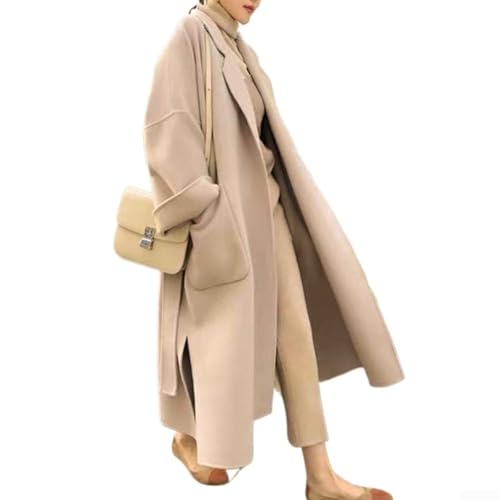 Manteau long en cachemire et laine : l'élégance intemporelle pour femme avec ceinture chic