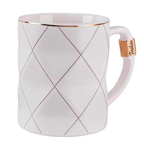 Creative Product TFWell Ceramic Cup, Coffee Cup with Handle, Novelty Tea Cup, Coffee Mug for Woman, Man, Girls, Boys, Friends and Family, 15oz (White)
