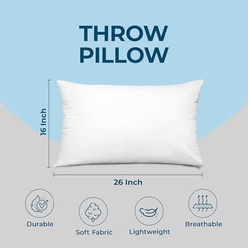 Image of Utopia Bedding Throw Pillows (Set of 4, White) - 16 x 26 Inches Down Alternative Pillows for Bed, Sofa, and Couch - Fluffy Decorative Stuffer Pillow for Indoors & Outdoors