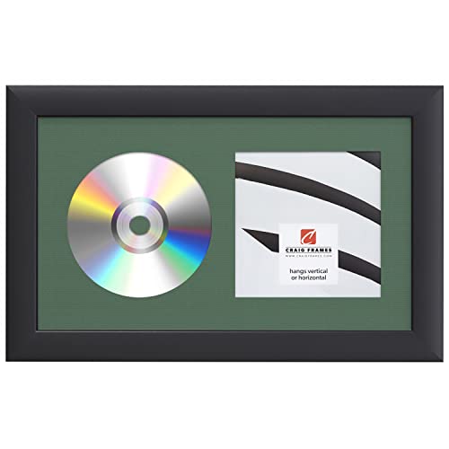 Craig Frames 7x12 Hunter Green CD Display Mat Complete w/ 1" Wide Black Frame (CD1WB3GR)