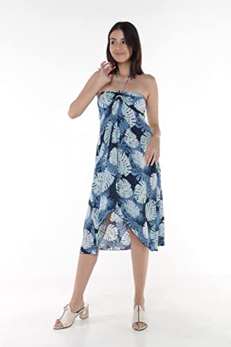 Image of Women's Hawaiian Luau Halter Dress in Signature Prints | Sleeveless halter dress, high-low hem; Hawaiian floral print; soft rayon, machine washable; luau, beach, cruise, party