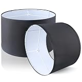 Lamp Shades Set of 2, Drum Lampshades 12.6" Top x 12.6" Bottom x 8" High, Easy Assembly Replacement