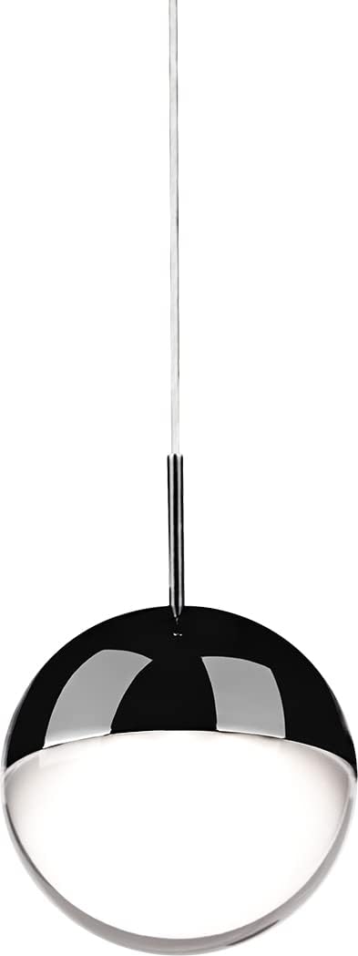 Kuzco Lighting Pluto 4" Pendant | Black Chrome Finish | Clear Exterior White Interior Glass | Modern LED Globe Pendant Light Fixture | Made of Steel and Glass | 4" D x 6" H | 402801BC-LED