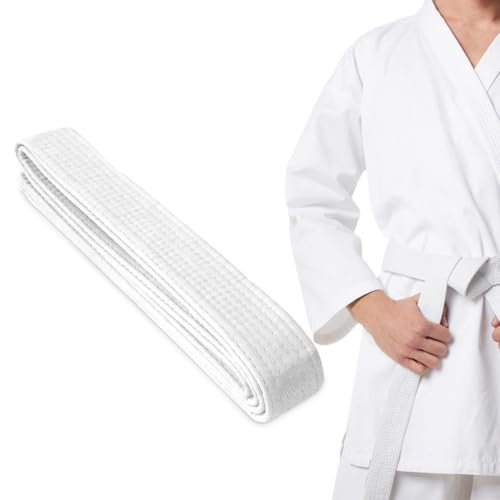 DOKRIN Cinturones de traje de judo Cinturón de Judo y Karate de 180 cm, Cinturón Profesional de Taekwondo, Cinturón Grueso de Tela de Aikido para Niños y Adultos, Cinturón de Karate (Blanco)