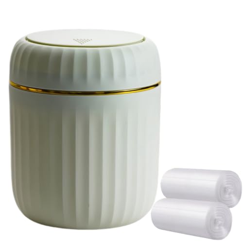 Siocok Desktop Trash Can with Press Type Lid Mini Desktop Bin Small Plastic Waste Table Bin for Bathroom Office Dressing Table Kitchen With 60 sheets of Trash Bags
