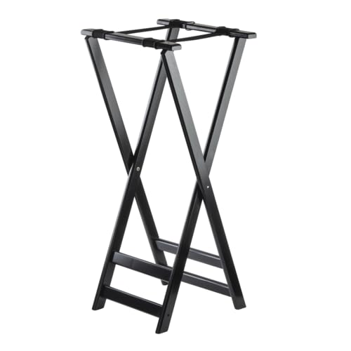 TableCraft 11520 Tray Stand, 18" x 17" x 38", rubberwood, Black, 1 Each
