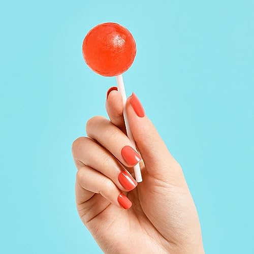 KISS imPRESS Color Press-On Manicure, Gel Nail Kit, PureFit Technology, Short Length, “Corally Crazy”, Polish-Free Solid Color Mani, Includes Prep Pad, Mini File, Cuticle Stick, and 30 Fake Nails