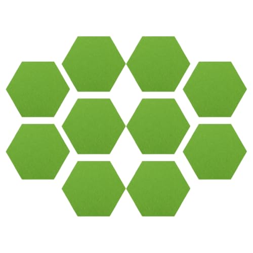 Housoutil 10pcs Hexagon Felt Wall Tiles Self Adhesive Bulletin Board for Photos Notes Acoustic Panel for Sound Absorption Office Decor