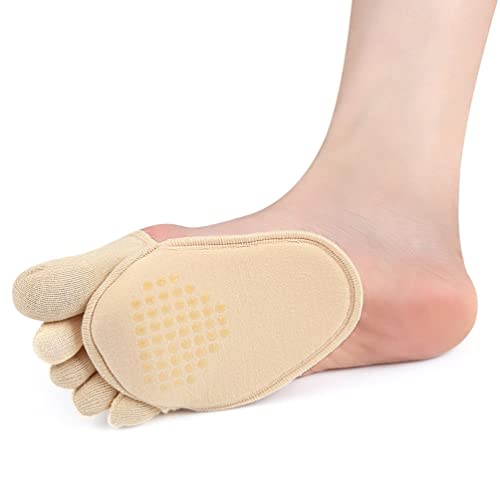 2pairs Anti-wear Half Palm Socks Invisible Five Finger Forefoot Socks for High Heels and Casual Shoes Moisture Absorbing and Breathable Cotton Design4