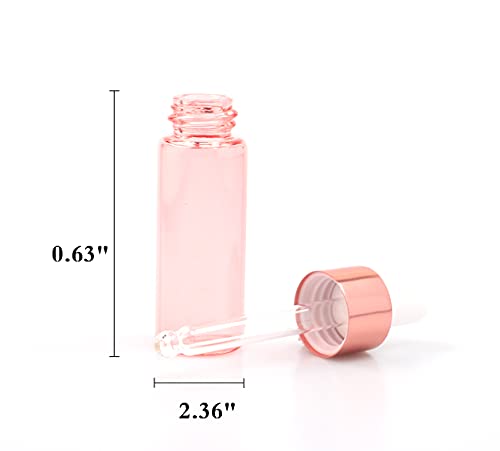 Furnido 35 Pack,1/6 oz(5ml) Pink Essential Oils Dropper Bottle,Empty Glass Sample Vials with Glass Tube,Rose-Golden Caps For Travel,Perfume Aromatherapy Liquid Container-Dropper&Funnel Included4