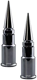 TRUE SPIKE 2 pc Chrome Spike Tire Air Valve Stem CAPS Cover in Heavy Gauge CNC Machined Billet Aluminum Short Compatible with Harley Davidson HD and Other Motorcycles Bikes Bicycles