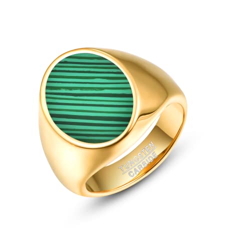 [ヴァッキ] ジュエリー 指輪メンズ 男女兼用 メンズリング アクセサリー タングステン 金メッキ マラカイトリング ターコイズ指輪 おしゃれ 印台指輪 アンティーク風