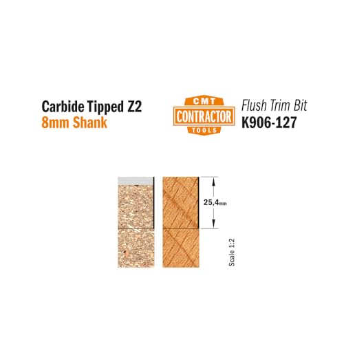 CMT ORANGE TOOLS K906-127 - BÜNDIGFRÄSER HW Z2 S=8 D=12.7X25.4X67 RE