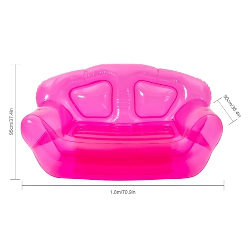 Image of Portable Transparent Inflatable Sofa, Double Person Air Couch, PVC Blow Up Chair for Indoor Outdoor, Camping, Beach, Patio, Yard, 440lbs Capacity