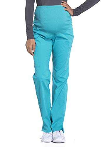 Cherokee Maternity Scrub Pants for Women, Workwear Professionals Soft Stretch WW220, XL, Teal Blue