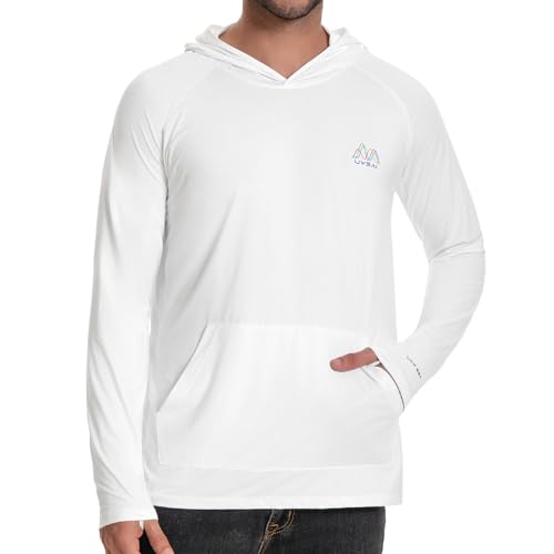 Image of Men's UPF 50+ Hoodie Shirt Long Sleeve Permanent UV Sun Protection Vented Tee Performance for Outdoor Hiking Fishing