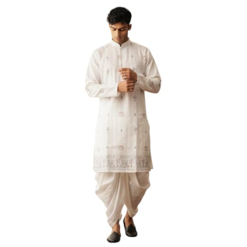 Image of Trustous Men's Printed Kurta Dhoti Set Traditional Ethnic Wear for Festivals & Weddings | Men's Stylish Printed Kurta with Dhoti Set | Traditional Indian Ethnic Wear for Men