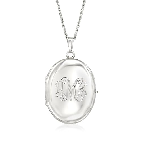 Ross-Simons Sterling Silver Personalized 4-Photo Oval Locket Necklace