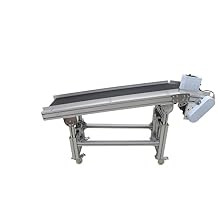 INTSUPERMAI PVC Belt Inclined Conveyor Machine 59inch Length 11.8inch Width Ramp Conveyor Electric Plane Ramp Conveyor Machine Flat Oblique Type Conveyor Black Belt 110V