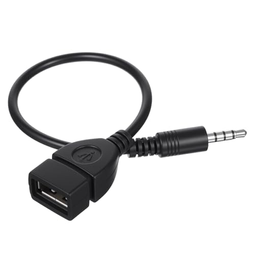 FdcLixuvol USB to AUX Audio Adapter, 3.5 mm Male AUX Audio Jack Plug to USB 2.0 Female Converter Adapter Cable Cord 9 Inch Length Black OTG Adapters Accessories for Car Playing Music with U-Disk