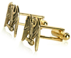 Cuff-Daddy Gold-Tone American Eagle Patriotic Cufflinks With Presentation Box #TOP3
