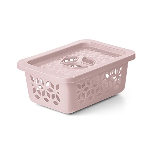 Cesto Organizador P Com Tampa 1,5 Litros Rosa