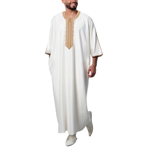 Qamis homme en coton et lin à manches longues