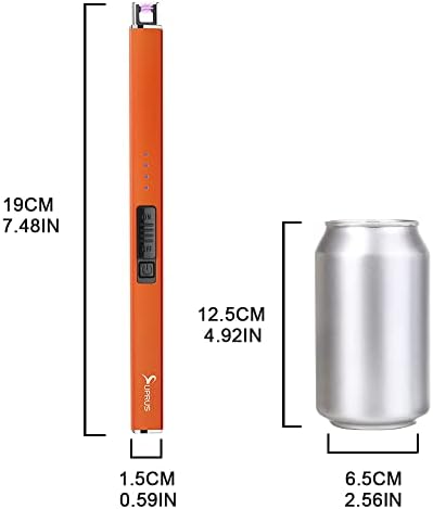 Suprus Zapalniczka świecąca w ciemności, elektryczna zapalniczka do świec, zapalniczka łukowa USB z blokadą zabezpieczającą, wiatroodporna, bezpłomieniowa (pomarańczowa)