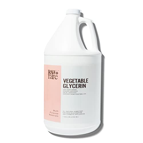 Vegetable Glycerin/Glycerine Bulk Gallon (128 Fl Oz.) Natural Usp Food Grade/Cosmetic Grade, For Skin, Hair, Crafts, Soap Base Oil - Kosher, Halal And Pharmaceutical By Raw Plus Rare, Packaging Varies #TOP1