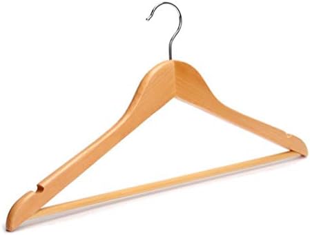 ZYBUX - Set of 20 Wooden Coat Hanger | Hangers for Adults with Round Trouser Bar and Shoulder Notches | Hangers for Dresses, Skirts, Tops, Jackets | Durable and Space Saving -- Wardrobe Hangers | 44cm