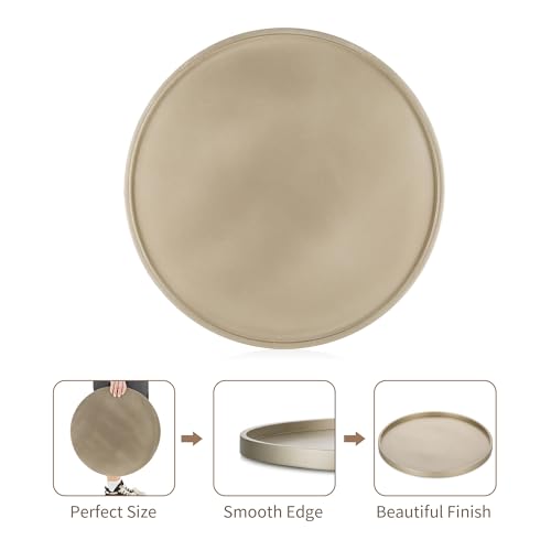 Hanobe Large Ottoman Serving Tray: 18” Gold Round Decorative Coffee Table Trays Wooden Big Circle Farmhouse Centerpiece Home Decor Living Room Organizer by Hanobe - Image 5