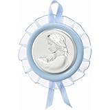 Medaglione per culla a tema Madonna con Bambino di Valenti. Medaglione di colore celeste c...